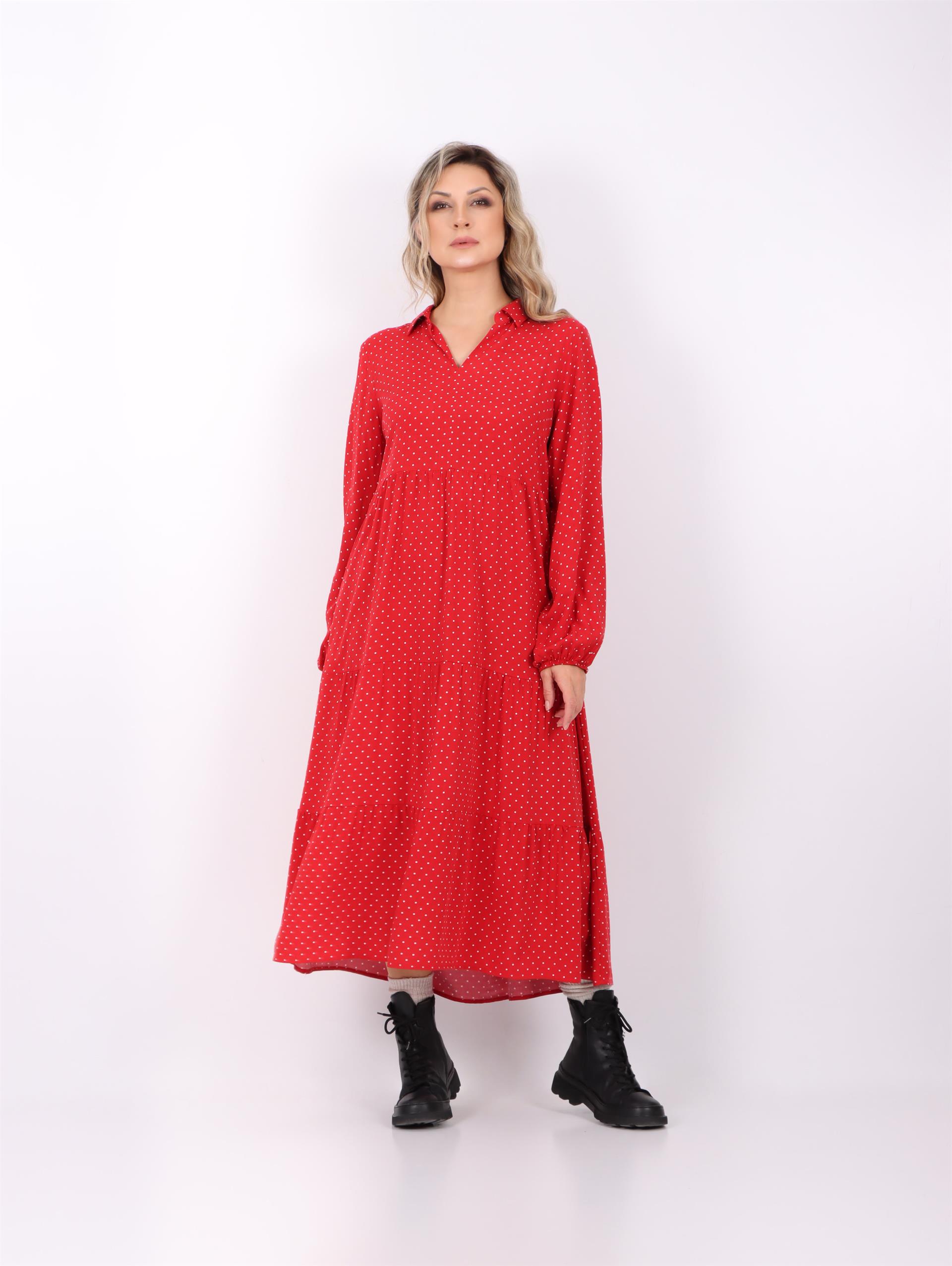 Puantiyeli Elbise (Kırmızı)