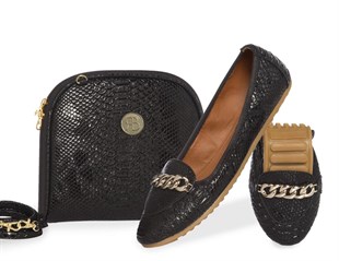 Rollbab Dark  Elegance Kadın Babet Ayakkabı Çanta Set