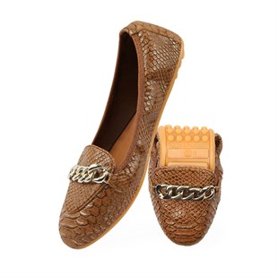 Rollbab Light Brown Elegance Kadın Katlanabilir Babet Ayakkabı