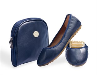 Rollbab Navy Kadın Babet Ayakkabı Çanta Set