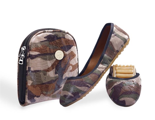 Rollbab Camo Style Kadın Babet Ayakkabı Çanta Set