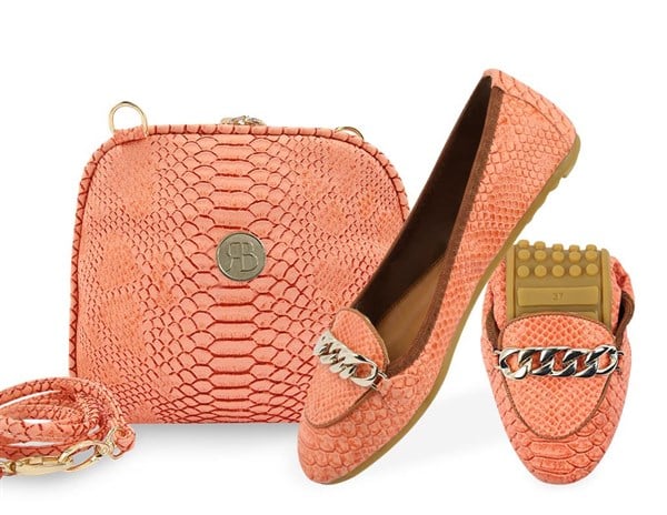 Rollbab Coral Elegance Kadın Babet Ayakkabı Çanta Set