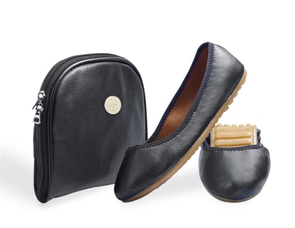 Rollbab Hematite Black Kadın Babet Ayakkabı Çanta Set