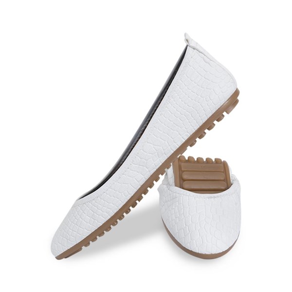 Rollbab White Croco Kadın Babet Ayakkabı