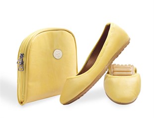 Rollbab Citrinyellow Kadın Babet Ayakkabı Çanta Set