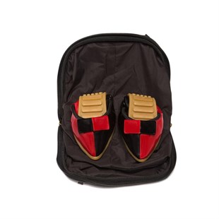 Rollbab Crimson Gingham Kadın Babet Ayakkabı Çanta Set