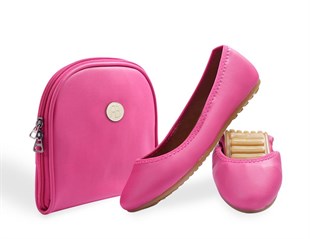 Rollbab Deeppink Kadın Babet Ayakkabı Çanta Set