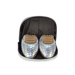 Rollbab Silver Amarus Kadın Babet Ayakkabı Çanta Set