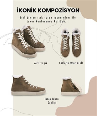 Rollbab Vizon Süet Soft Plush High Sneakers