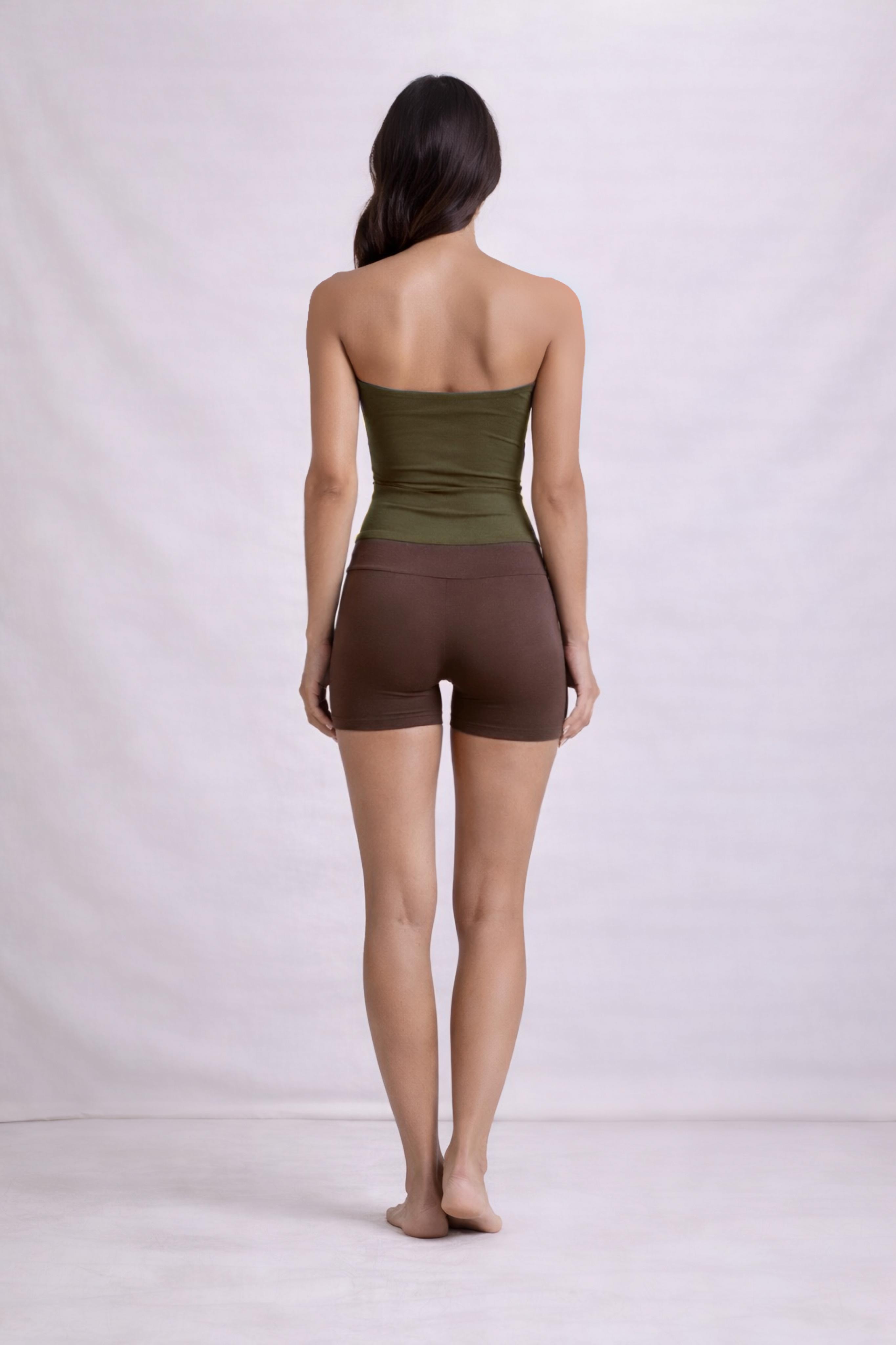 Kahverengi Moon Viskon Yoga Şort