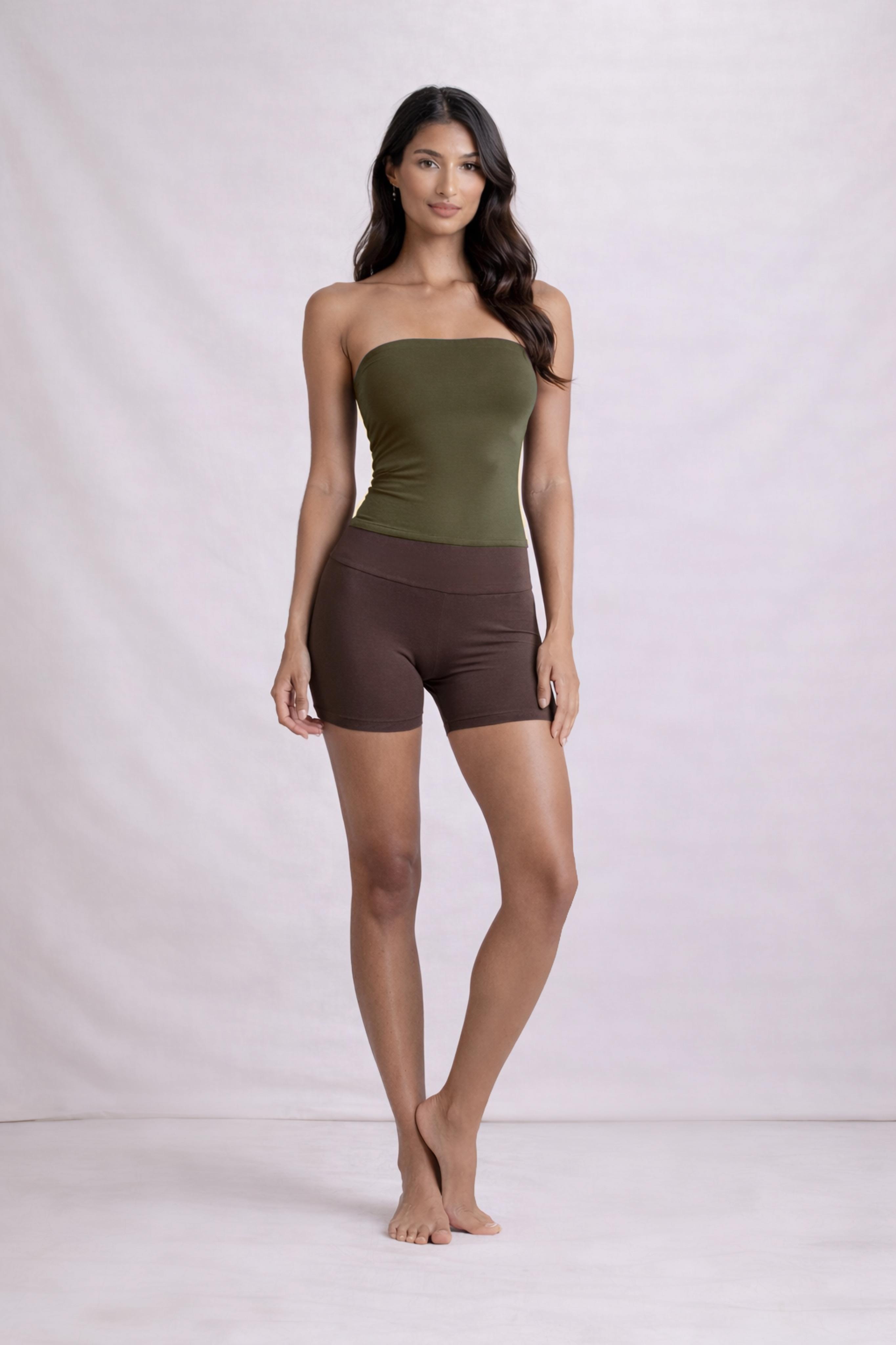 Kahverengi Moon Viskon Yoga Şort