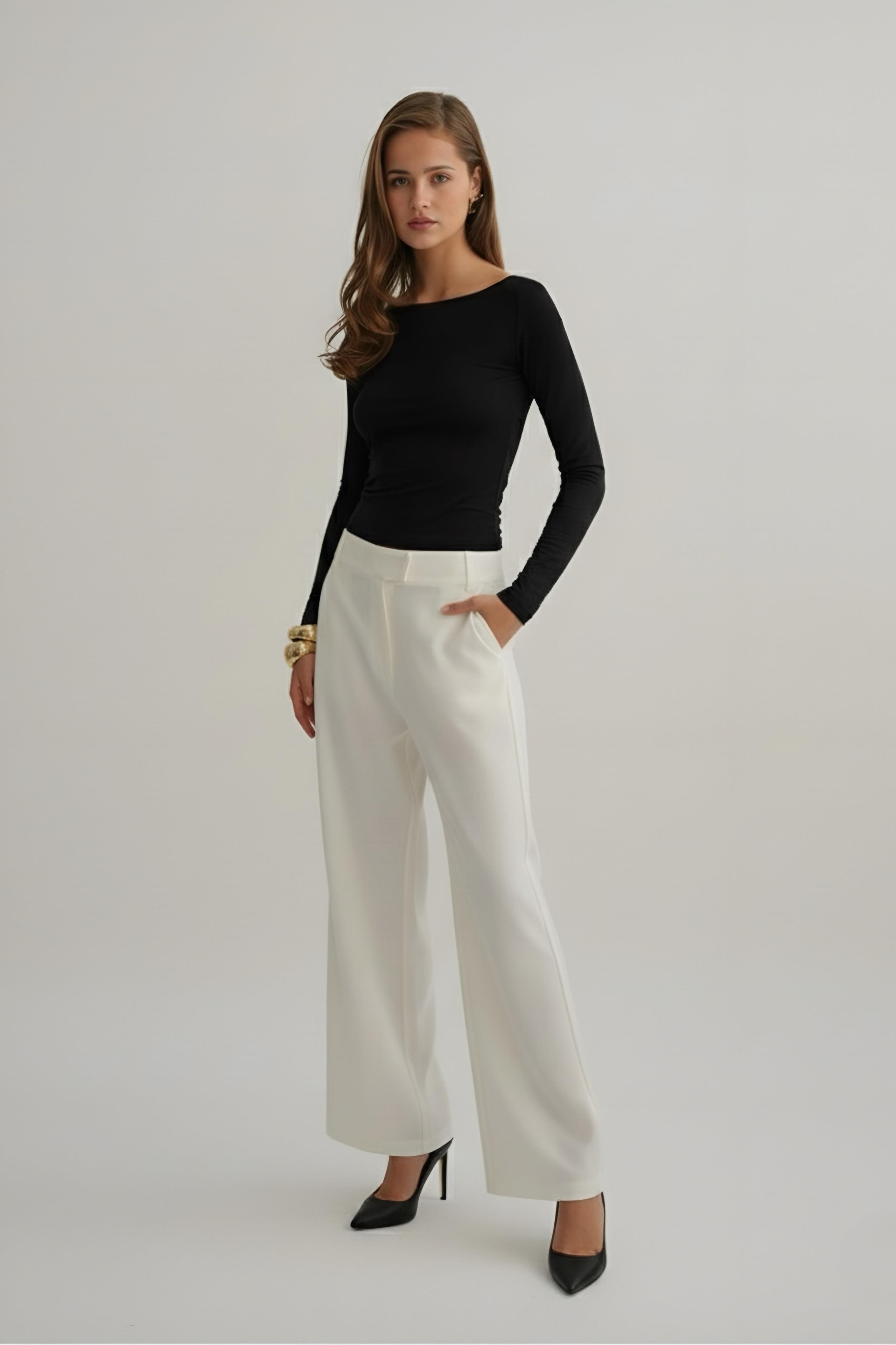 Siyah kayık yaka modal uzun kol bluz