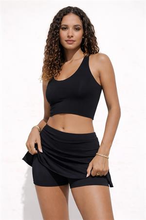  Siyah Luna Viskon Şort Etek