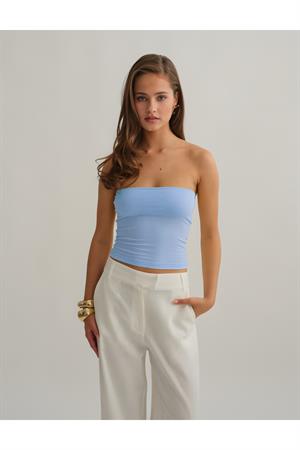 Bebe Mavi Çift Katlı Straplez Pamuklu Üst Bluz