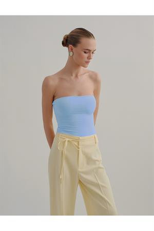 Bebe Mavi Çift Katlı Straplez Pamuklu Üst Bluz