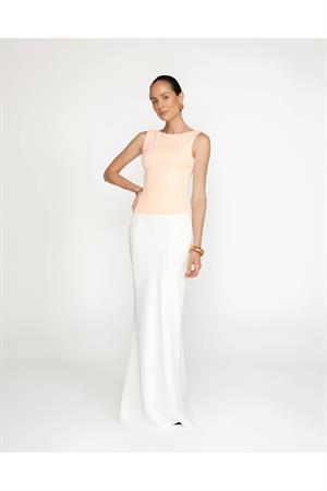 Bej Kayık Yaka Pamuklu Bluz