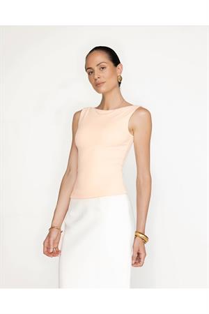 Bej Kayık Yaka Pamuklu Bluz