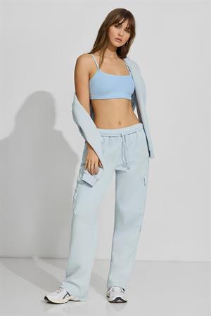 Kadın Bebe Mavi Ip Askılı Pamuklu Crop Büstiyer Üst