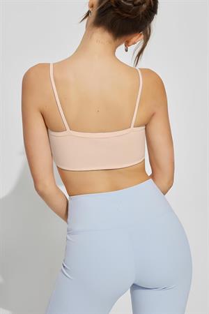 Kadın Bej Ip Askılı Pamuklu Crop Büstiyer Üst