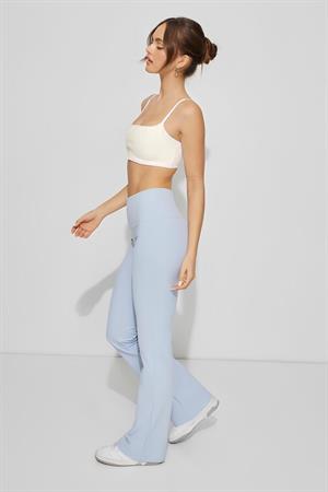 Kadın Ekru Askılı Crop Örme Atlet