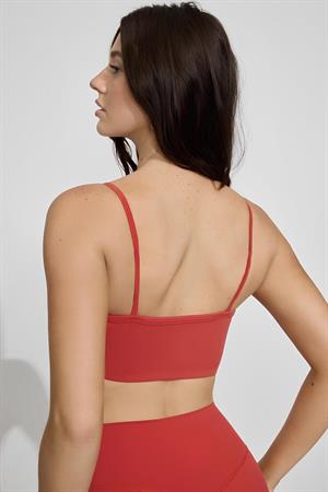 Kadın Kırmızı Ip Askılı Pamuklu Crop Büstiyer Üst
