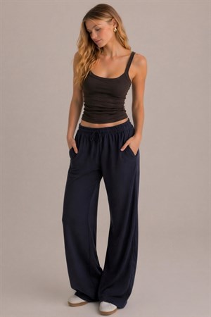Kahverengi Ribana Askılı Top-Slim Fit Kadın Atlet