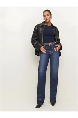 Lacivert Kayık Yaka Pamuklu Bluz