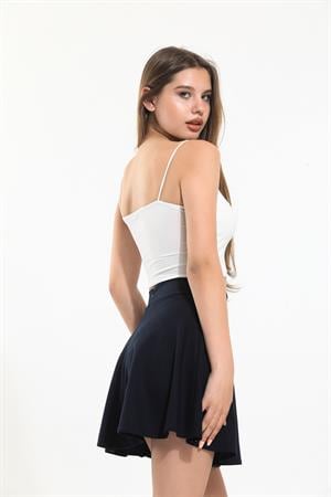 Lacivert  Pamuklu  Mini Kloş Etek