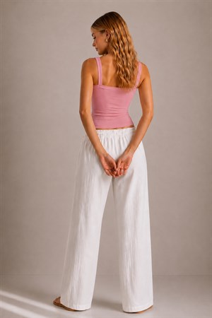 Pembe Ribana Askılı Top-Slim Fit Kadın Atlet