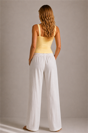 Sarı Ribana Askılı Top-Slim Fit Kadın Atlet