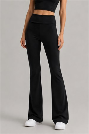 Soft Modal Katlamalı Bel Flare Pantolon