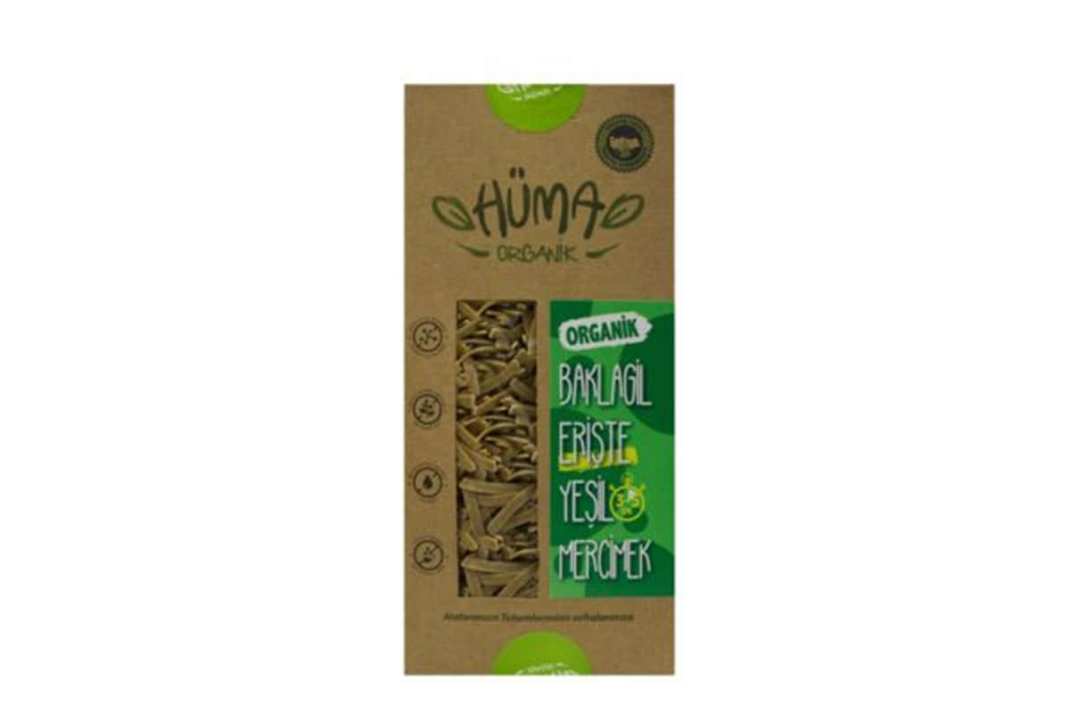 HÜMA Organik Yeşil Mercimek Erişte 500 Gr