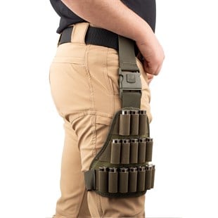 15 Kapasiteli Ayarlanabilir Avcı Bacak Fişekliği (12/16/20 Calibre) Haki