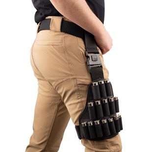 15 Kapasiteli Ayarlanabilir Avcı Bacak Fişekliği (12/16/20 Calibre) Siyah