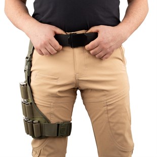 15 Kapasiteli Ayarlanabilir Avcı Bacak Fişekliği (12/16/20 Calibre) Haki