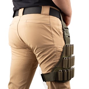 15 Kapasiteli Ayarlanabilir Avcı Bacak Fişekliği (12/16/20 Calibre) Haki