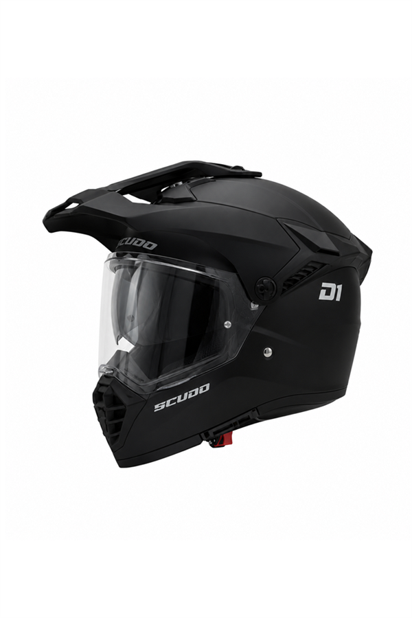 Scudo D1 Güneş Vizörlü Ece 22.06 Sertifikalı Enduro Motosiklet Kaskı Mat Siyah