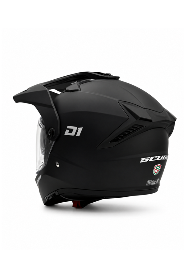 Scudo D1 Güneş Vizörlü Ece 22.06 Sertifikalı Enduro Motosiklet Kaskı Mat Siyah