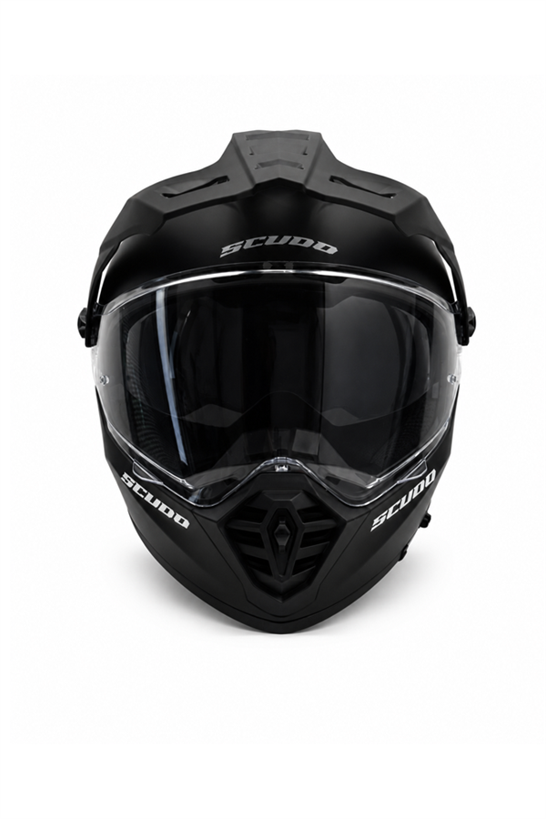 Scudo D1 Güneş Vizörlü Ece 22.06 Sertifikalı Enduro Motosiklet Kaskı Mat Siyah