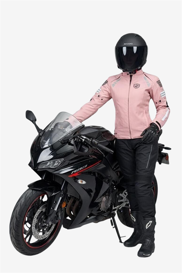 Scudo Lyon Pembe 4 Mevsim Kadın Motosiklet Montu