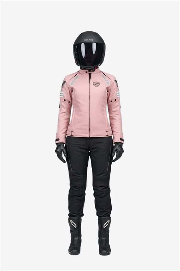 Scudo Lyon Pembe 4 Mevsim Kadın Motosiklet Montu