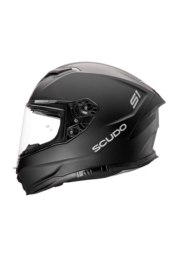 Scudo S1 Full Face Kapalı Güneş Vizörlü Motosiklet Kaskı Ece 22.06 Sertifikalı Mat Siyah