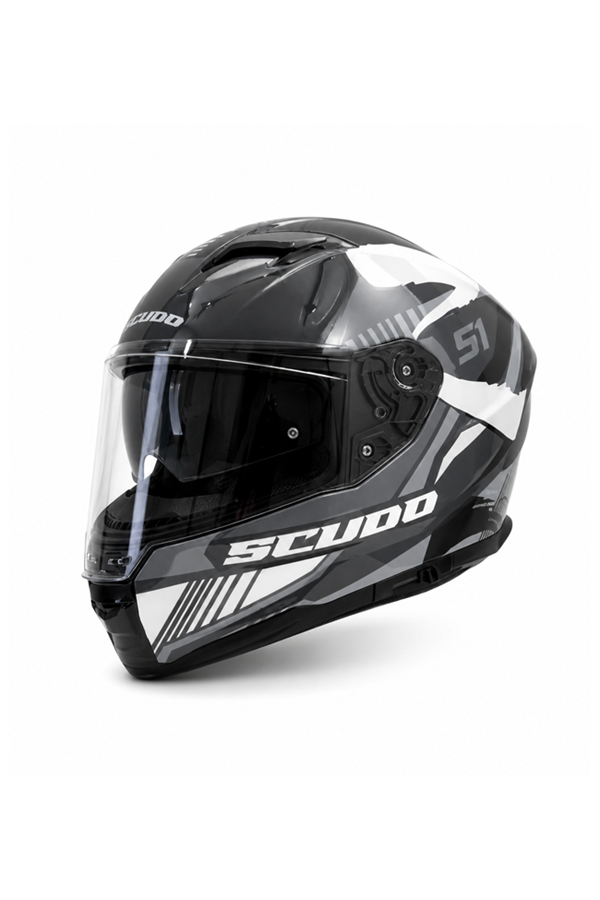 Scudo S1 Full Face Kapalı Güneş Vizörlü Motosiklet Kaskı Ece 22.06 Sertifikalı Gri/Siyah