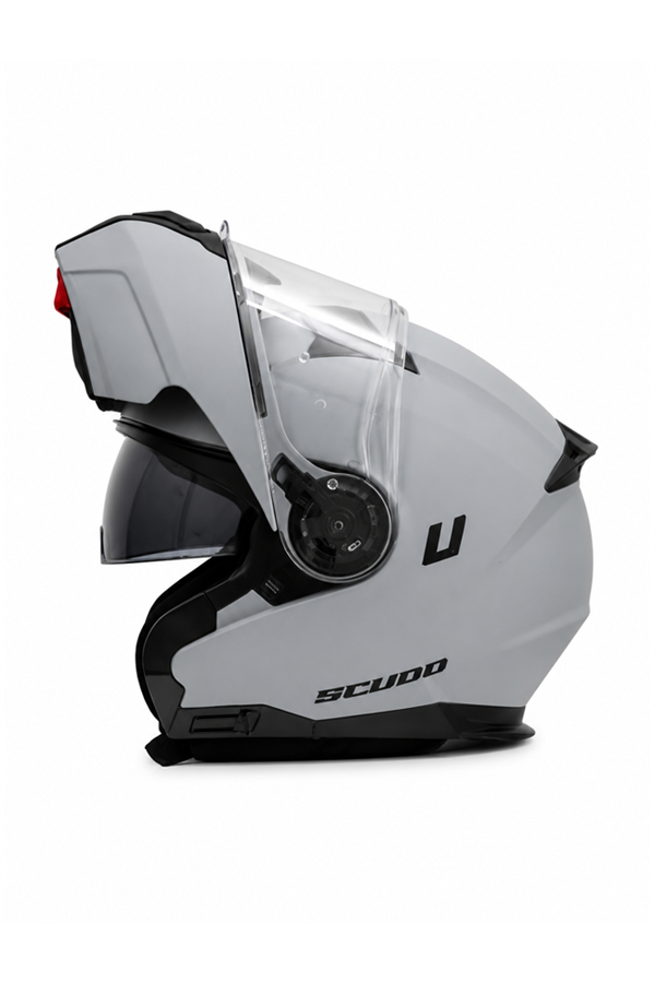Scudo U Modüler Çene Açılır Güneş Vizörlü Motosiklet Kaskı Ece 22.06 Sertifikalı Mat Gri