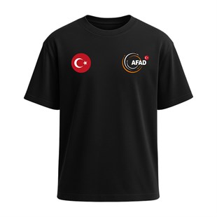 Afad Baskılı Tişört Siyah