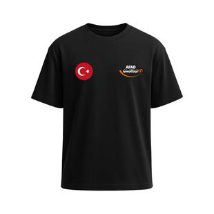 Afad Gönüllüsü Baskılı Tişört Siyah