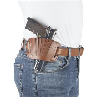 Airsoft Silah Kılıfı Universal Tüm Tabancalar İçin Dış Taşıma Deri Perdeli Taba Kahverengi