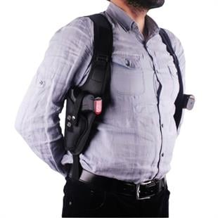 Airsoft Tabanca Kılıfı Universal Tüm Tabancalar İçin Çift Silah Koltukaltı Kumaş Siyah