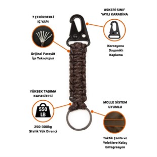 Askeri Karabinalı Paracord Anahtarlık ve Çanta Askısı - Pöh Kamuflaj