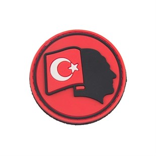 Atatürk Silüeti ve Türk Bayrağı Silikon Patch Arma